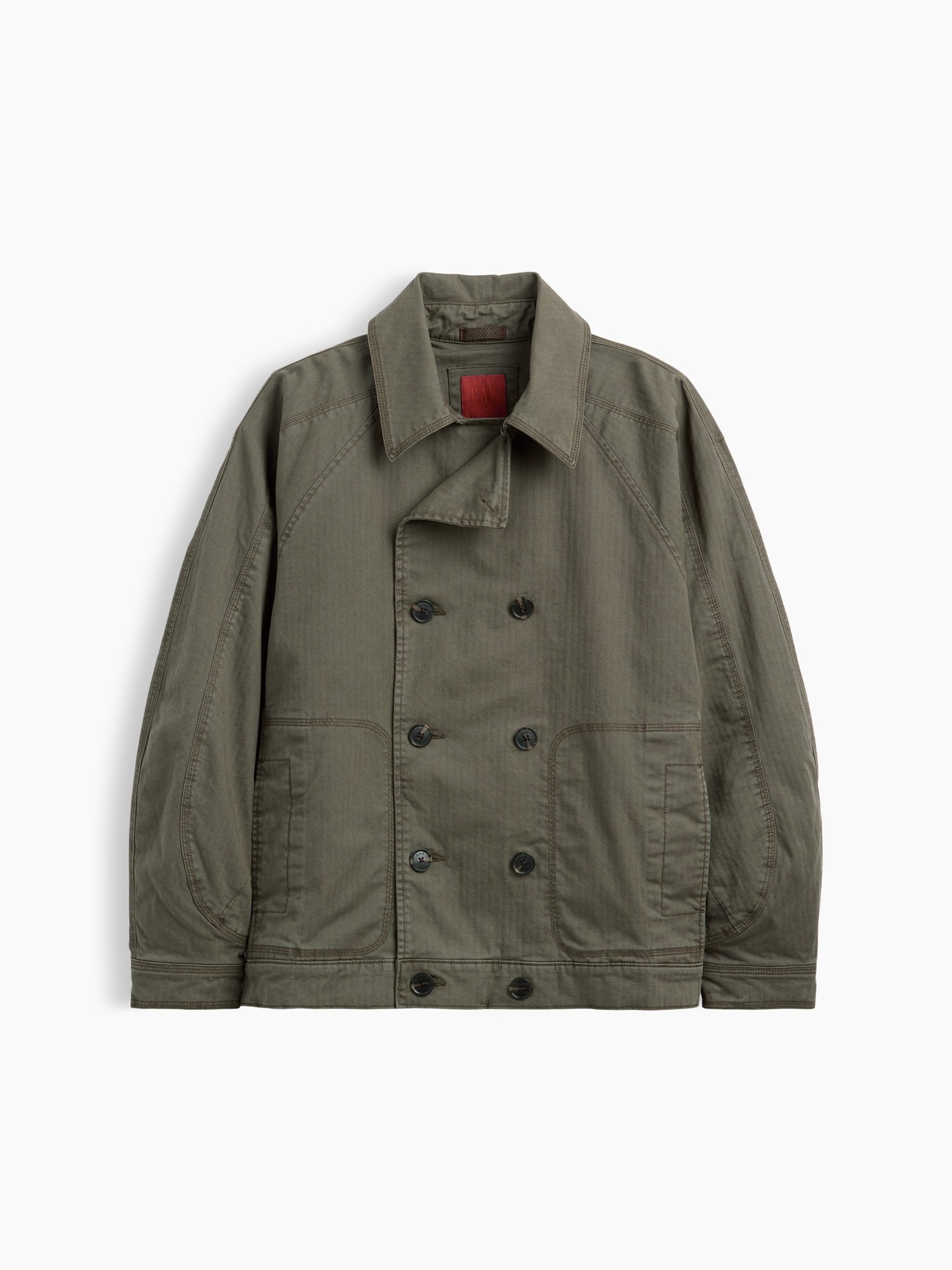 Пальто Gap GapStudio Herringbone Peacoat, цвет: Зелёный — фото 8