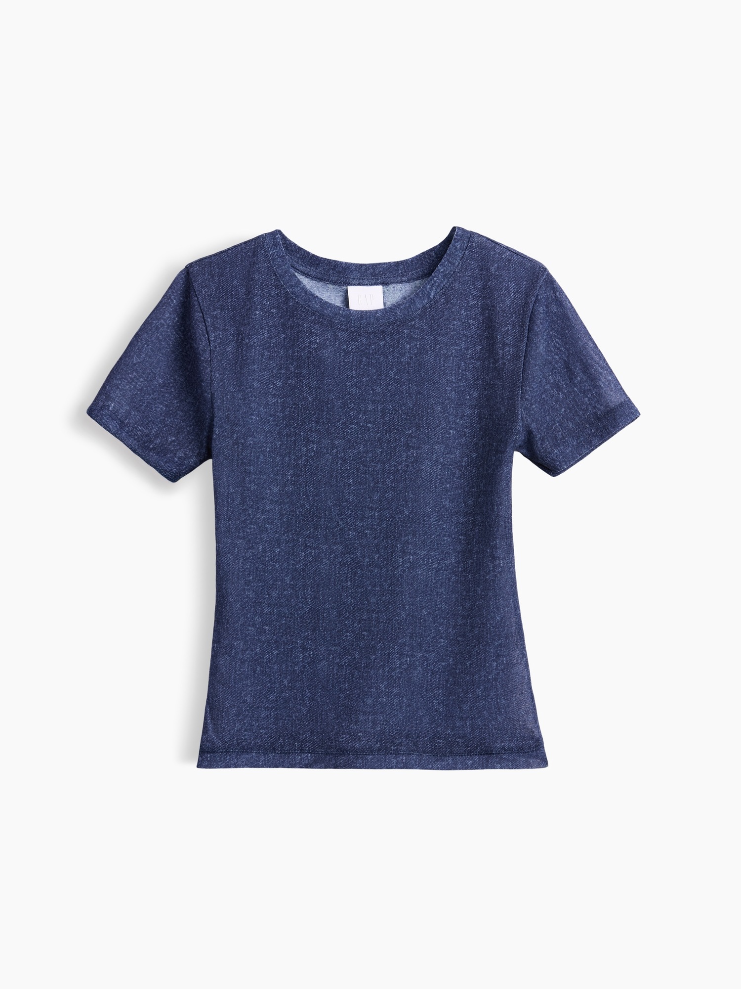 Женская футболка Gap GapStudio Printed Denim Sheer, цвет: Тёмный джинсовый — фото 6