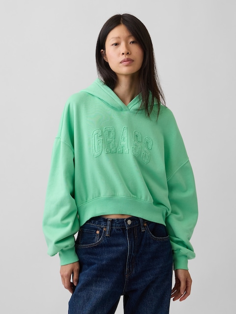 VintageSoft Logo Crop Hoodie