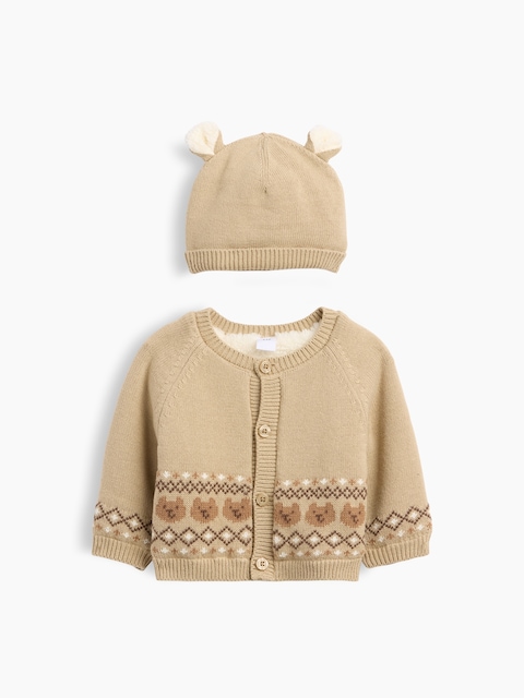 Baby Sherpa-Lined Cardigan Sweater Set