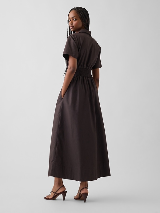 Image number 2 showing, Poplin Smocked-Waist Maxi Shirtdress