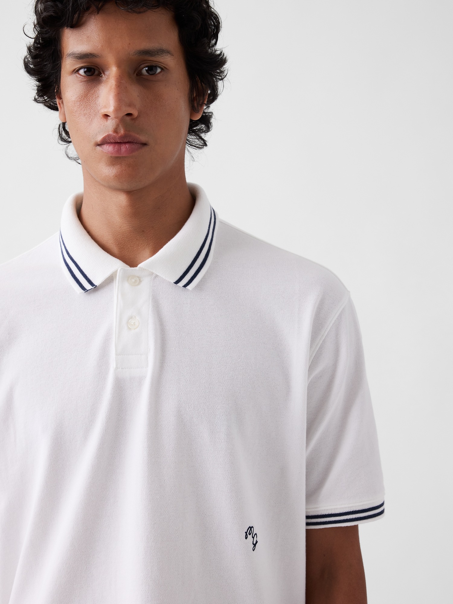 Женское поло Gap × Malbon Relaxed Polo Shirt, цвет: Молочный белый — фото 5