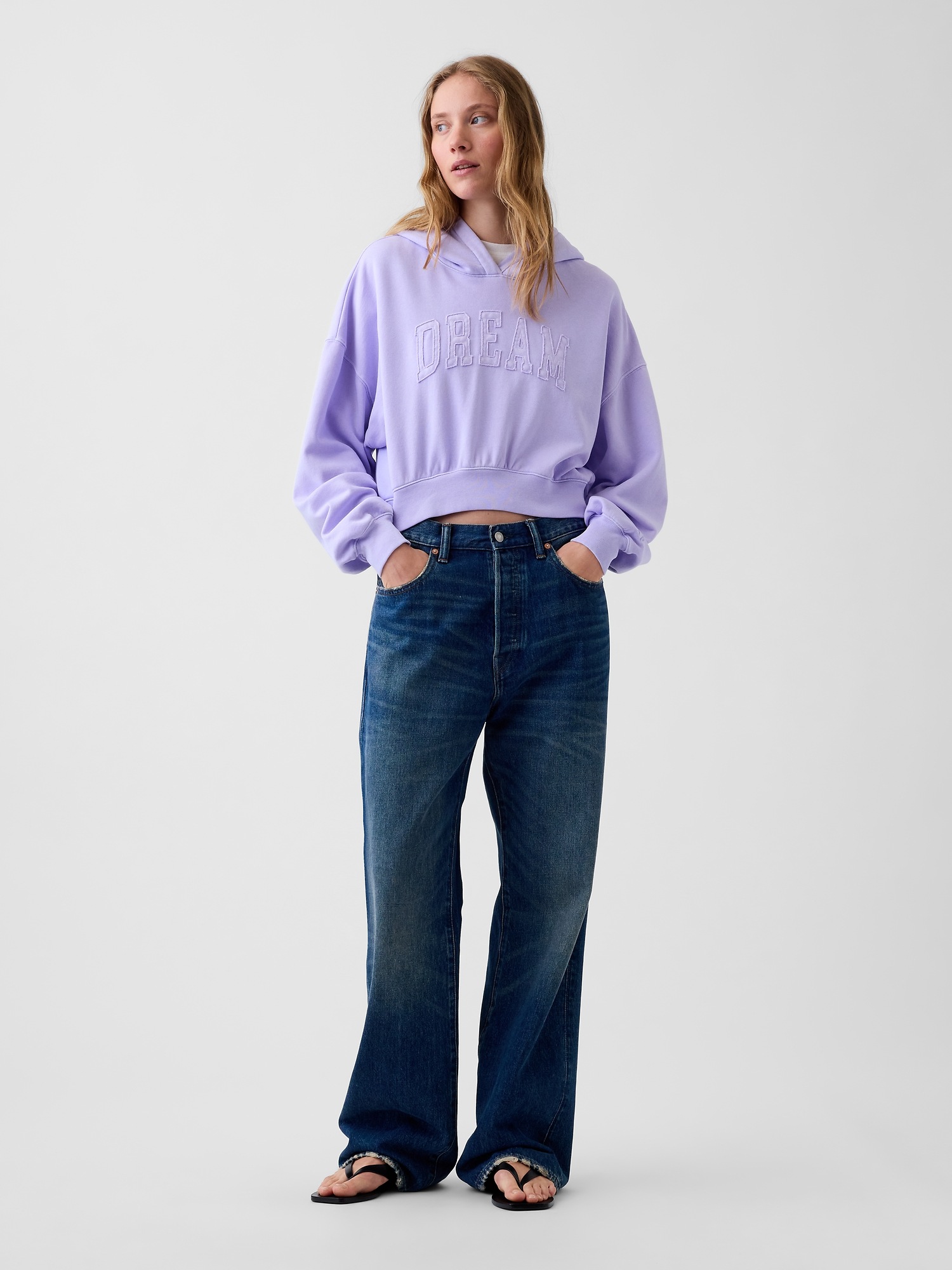 Женское худи Gap VintageSoft Logo Crop, цвет: Фиолетовый — фото 2