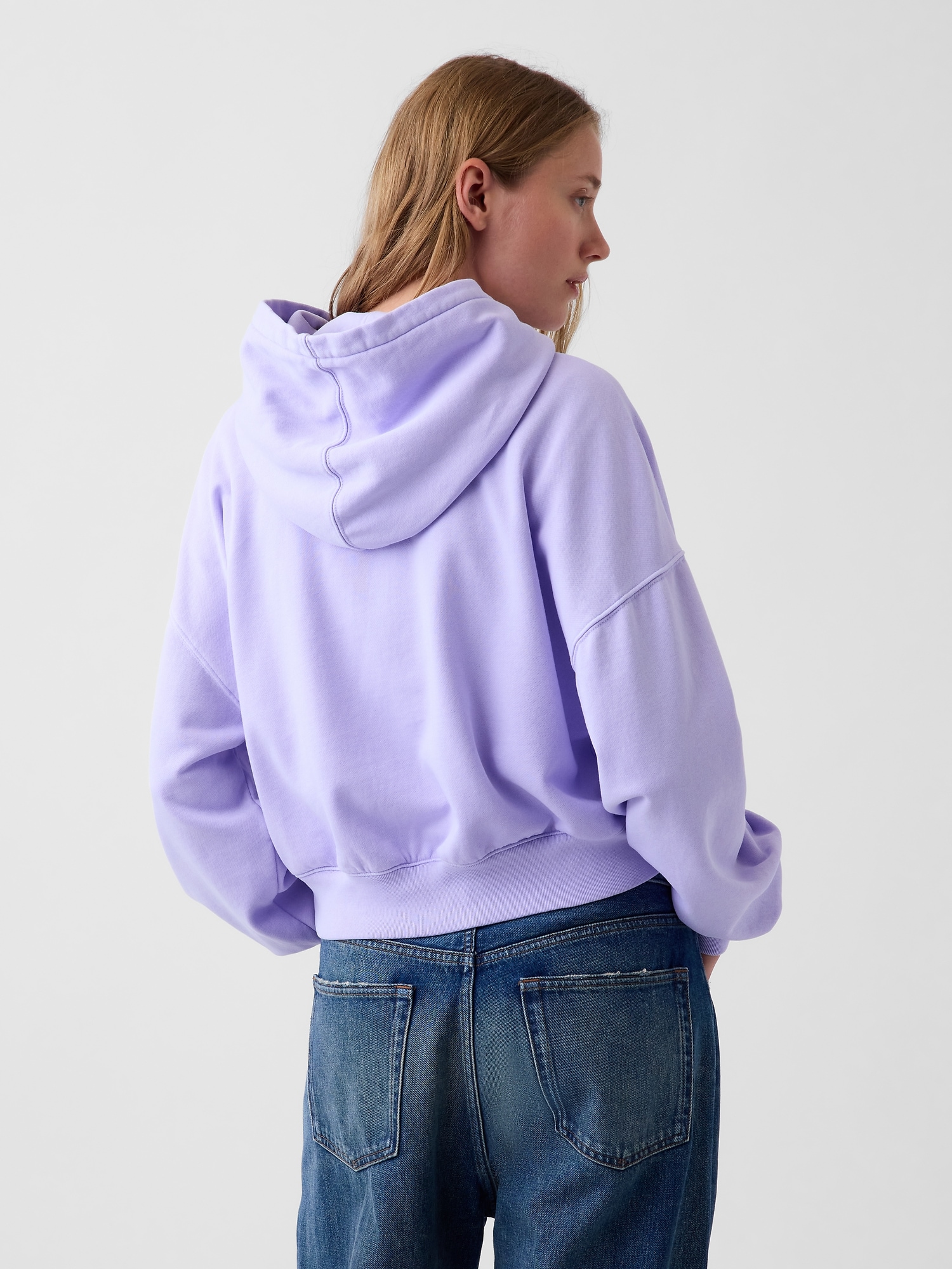 Женское худи Gap VintageSoft Logo Crop, цвет: Фиолетовый — фото 3