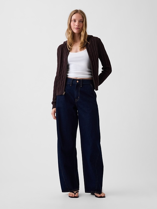 Image number 2 showing, 100% Cotton Cable-Knit Zip Cardigan