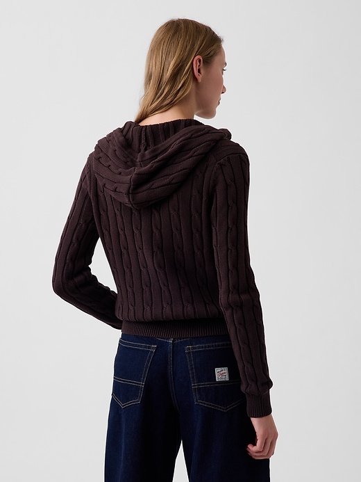 Image number 3 showing, 100% Cotton Cable-Knit Zip Cardigan