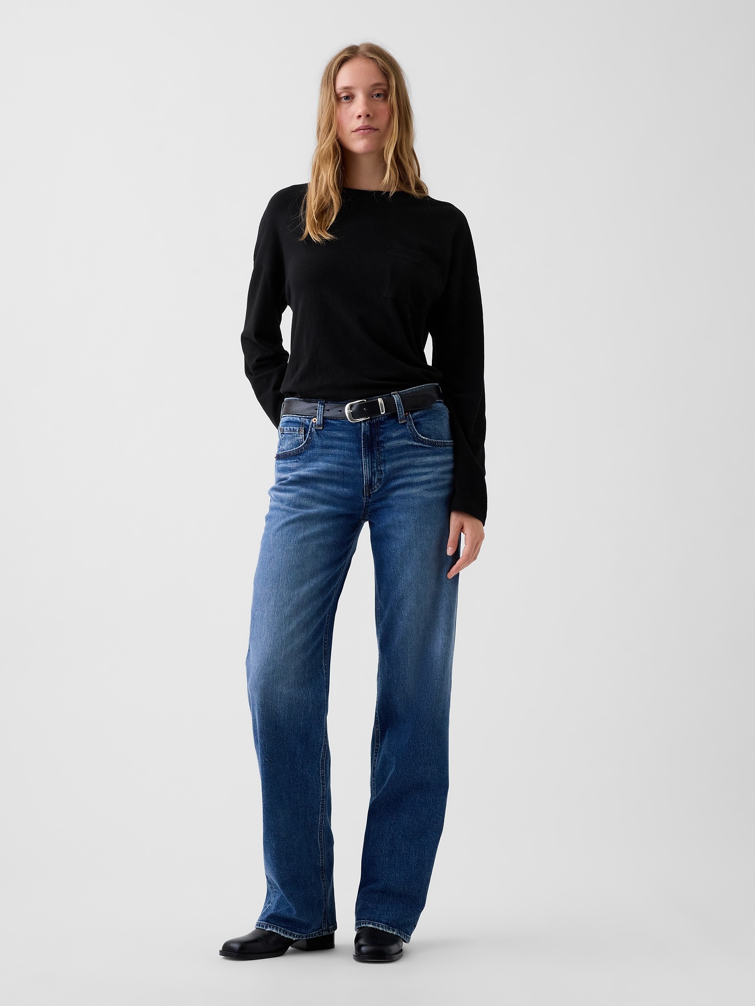 Женская футболка Gap 100% Cotton Authentic Pocket Big, цвет: Чёрный — фото 2