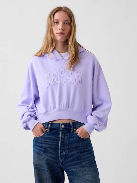VintageSoft Logo Crop Hoodie