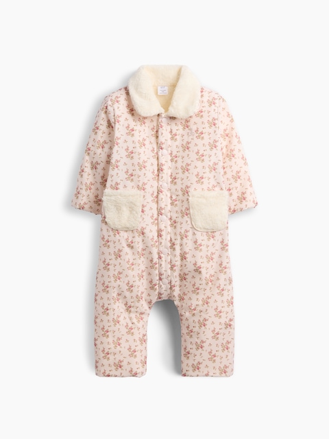 Baby Sherpa-Lined Floral Coated One-Piece