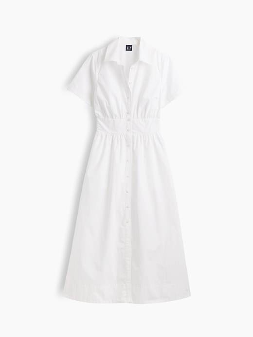 Image number 5 showing, Poplin Smocked-Waist Maxi Shirtdress