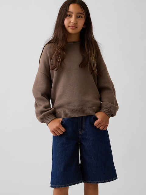 Kids 100% Cotton Oversized Rollneck Sweater