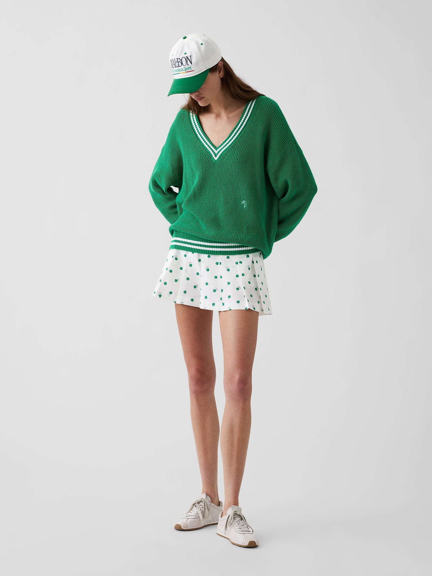 Женский свитер Gap × Malbon 100% Cotton Oversized Sweater, цвет: Зелёный — фото 2