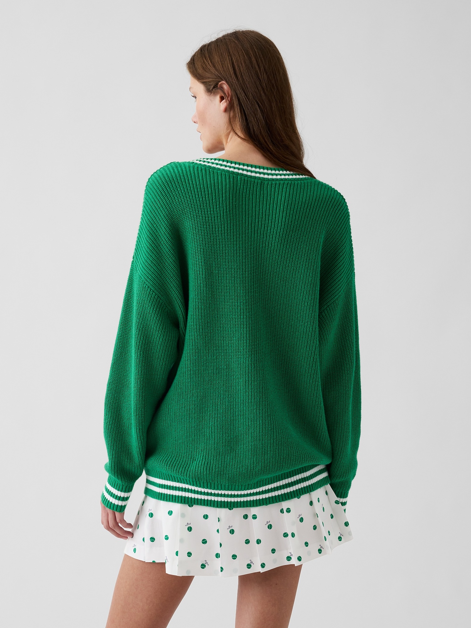 Женский свитер Gap × Malbon 100% Cotton Oversized Sweater, цвет: Зелёный — фото 3