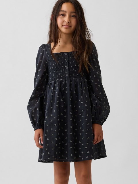 Kids Smocked Square-Neck Dress