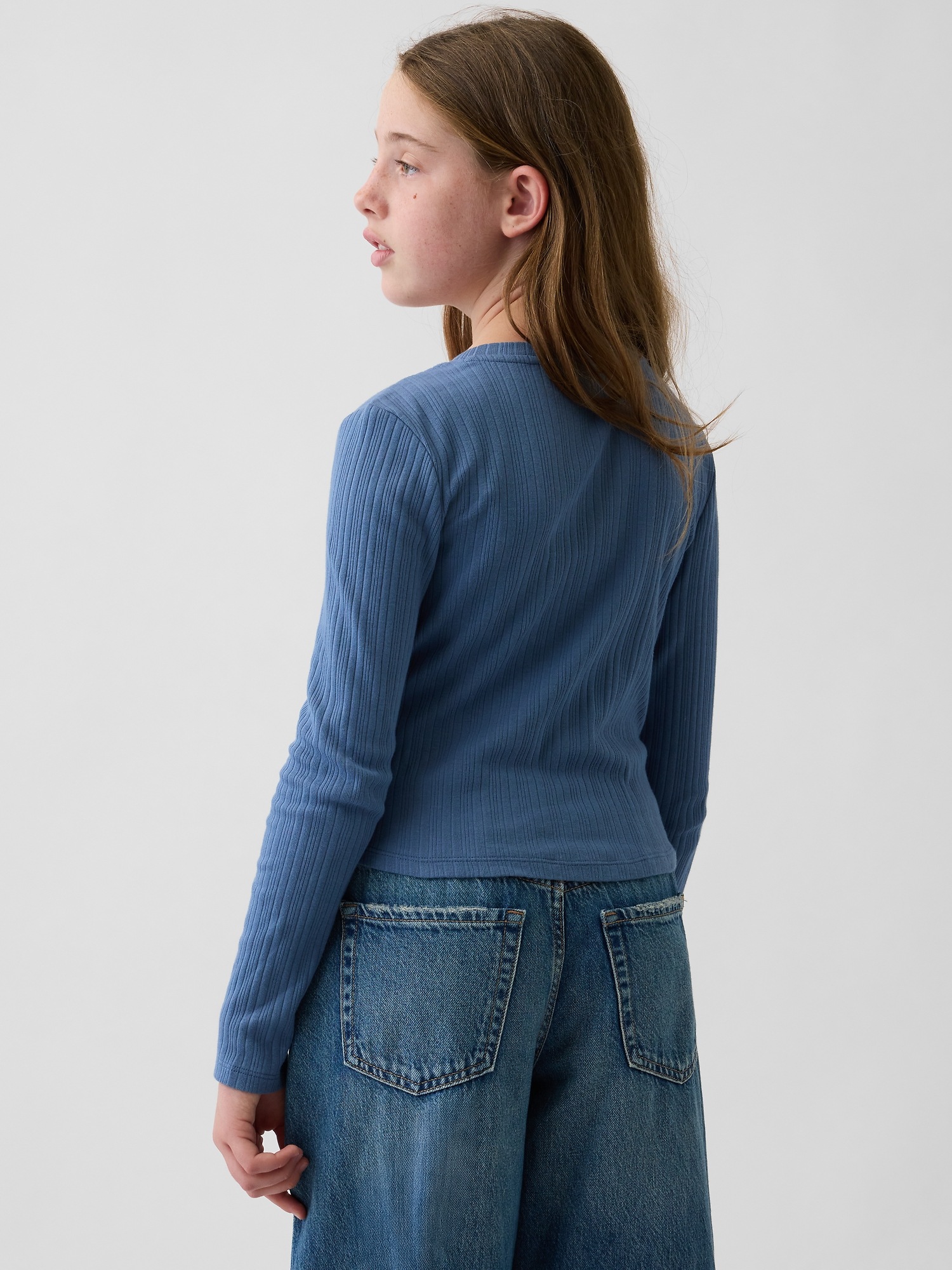 Детская футболка Gap Variegated Rib Henley, цвет: Синий — фото 3