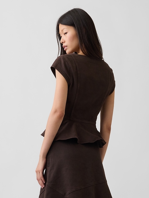 Image number 3 showing, Denim Fitted Peplum Top