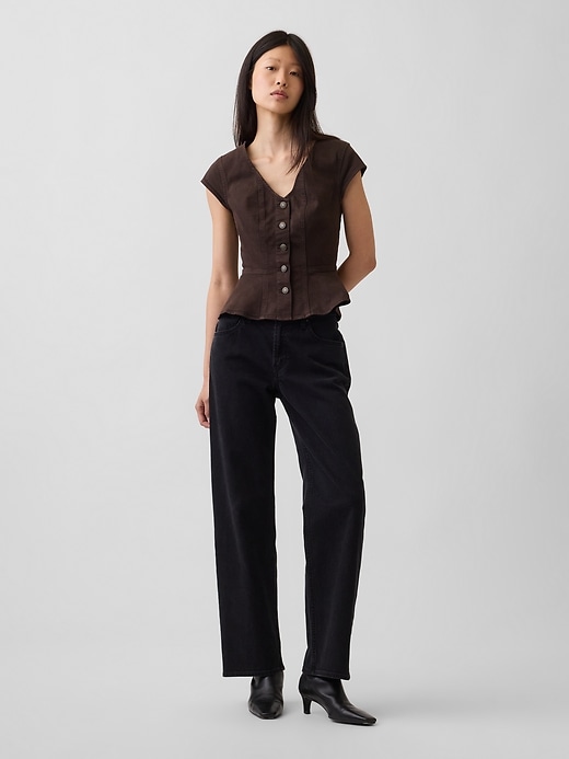 Image number 2 showing, Denim Fitted Peplum Top