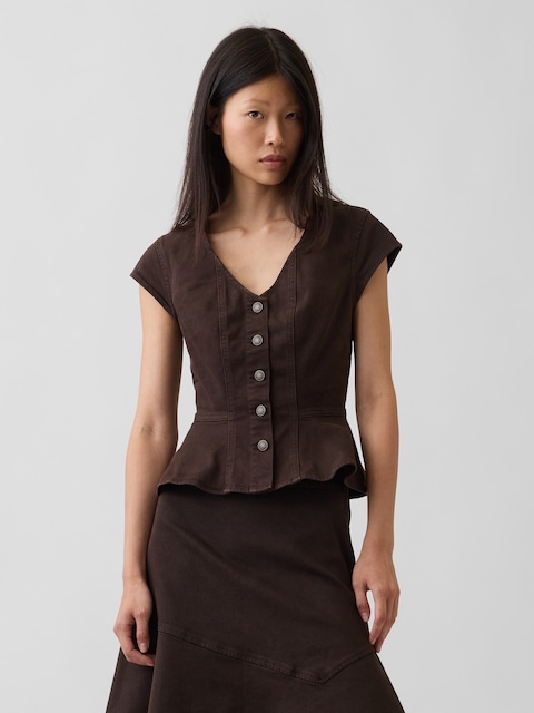 Denim Fitted Peplum Top
