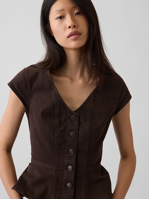 Image number 4 showing, Denim Fitted Peplum Top