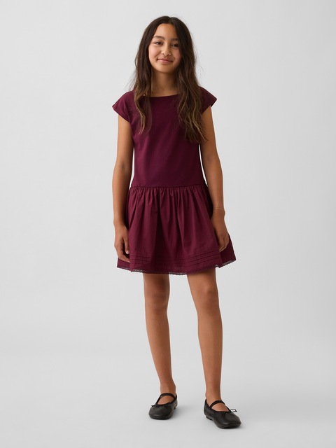 Kids Mixed Media Drop-Waist Dress