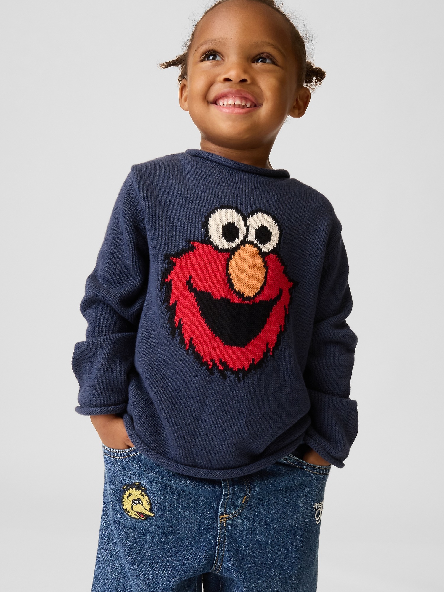 Свитер Gap Sesame Street Elmo Sweater для малышей, цвет: Винтажный тёмно-синий — фото 2