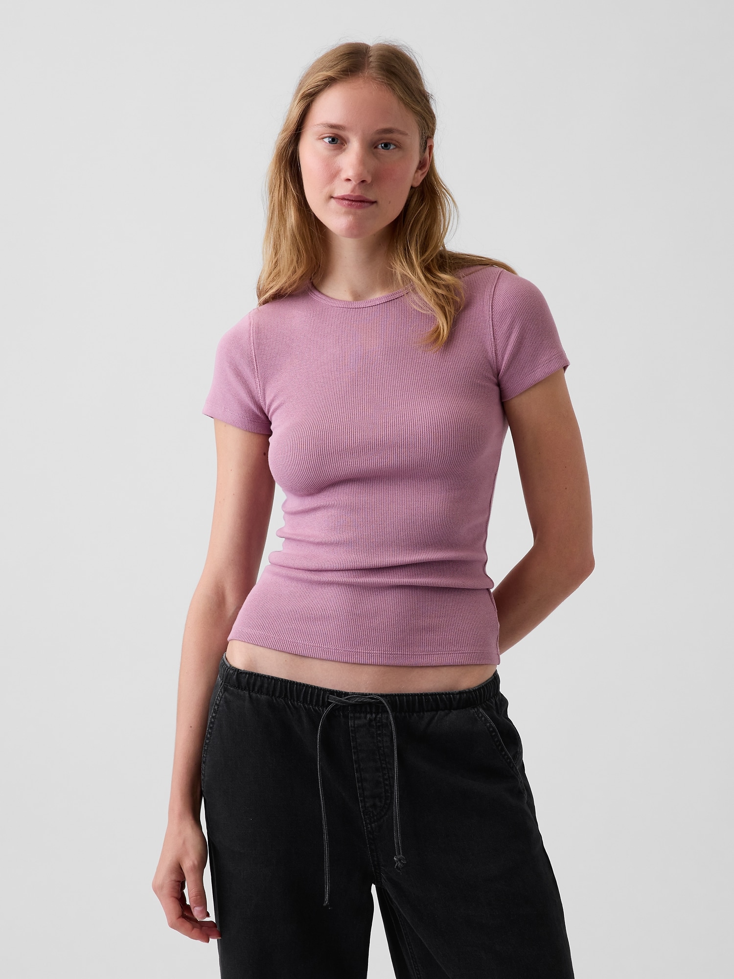 Gap Modern Rib T-shirt In Wispy Pink Mauve