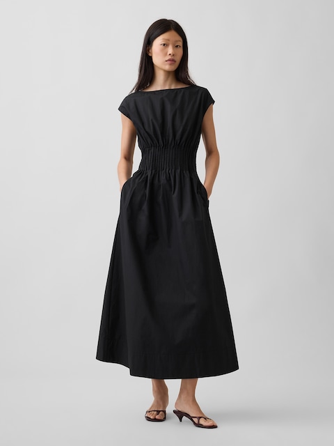 Poplin Pintuck Maxi Dress