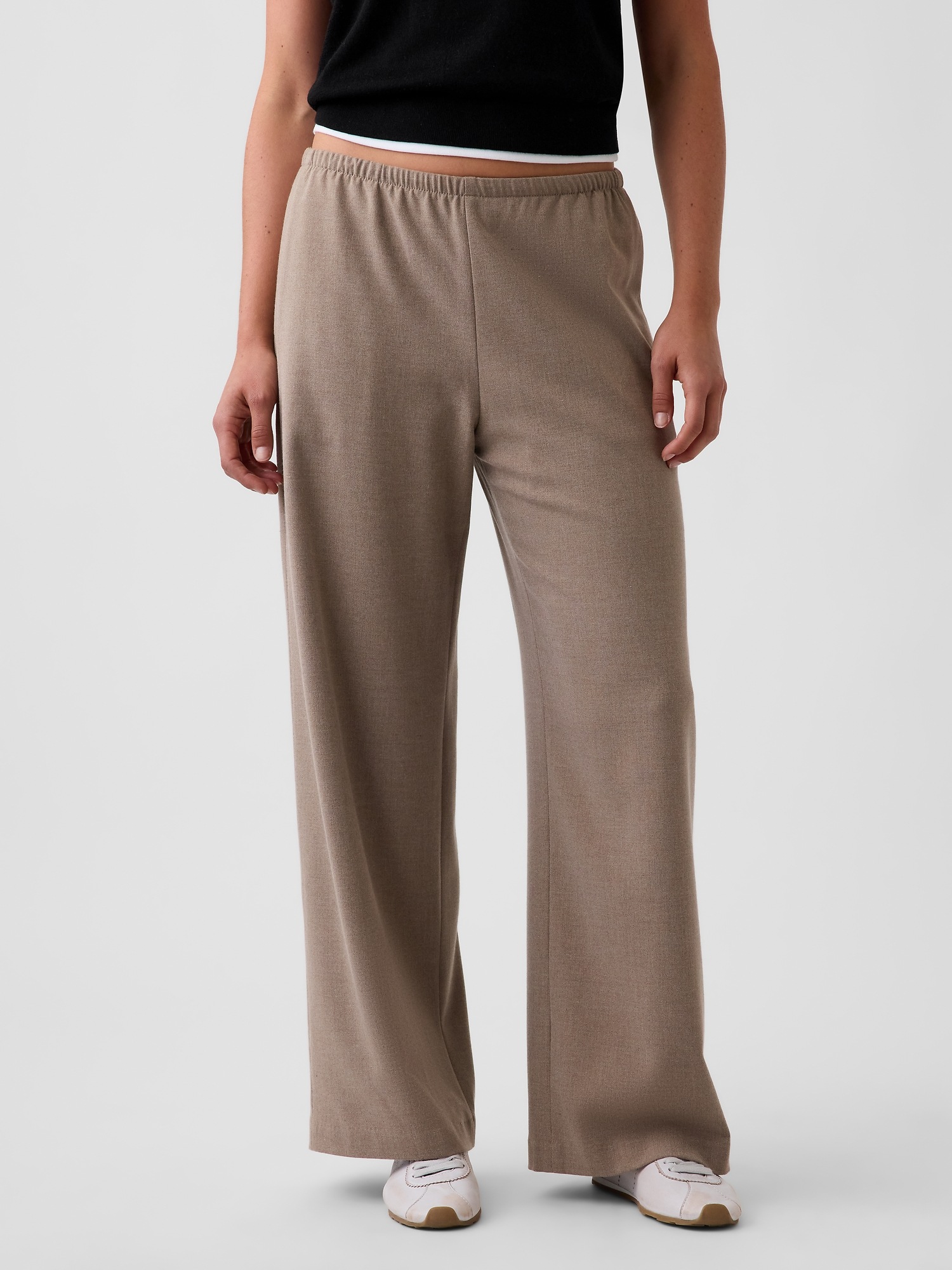 Женские брюки Gap Brushed Twill Easy Wide-Leg, цвет: Берёзовый коричневый меланжевый — фото 2