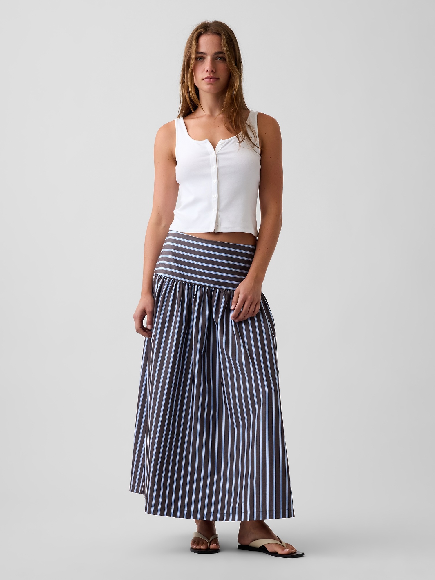 Женские юбки Gap Poplin Drop-Waist Maxi Skirt — фото 5