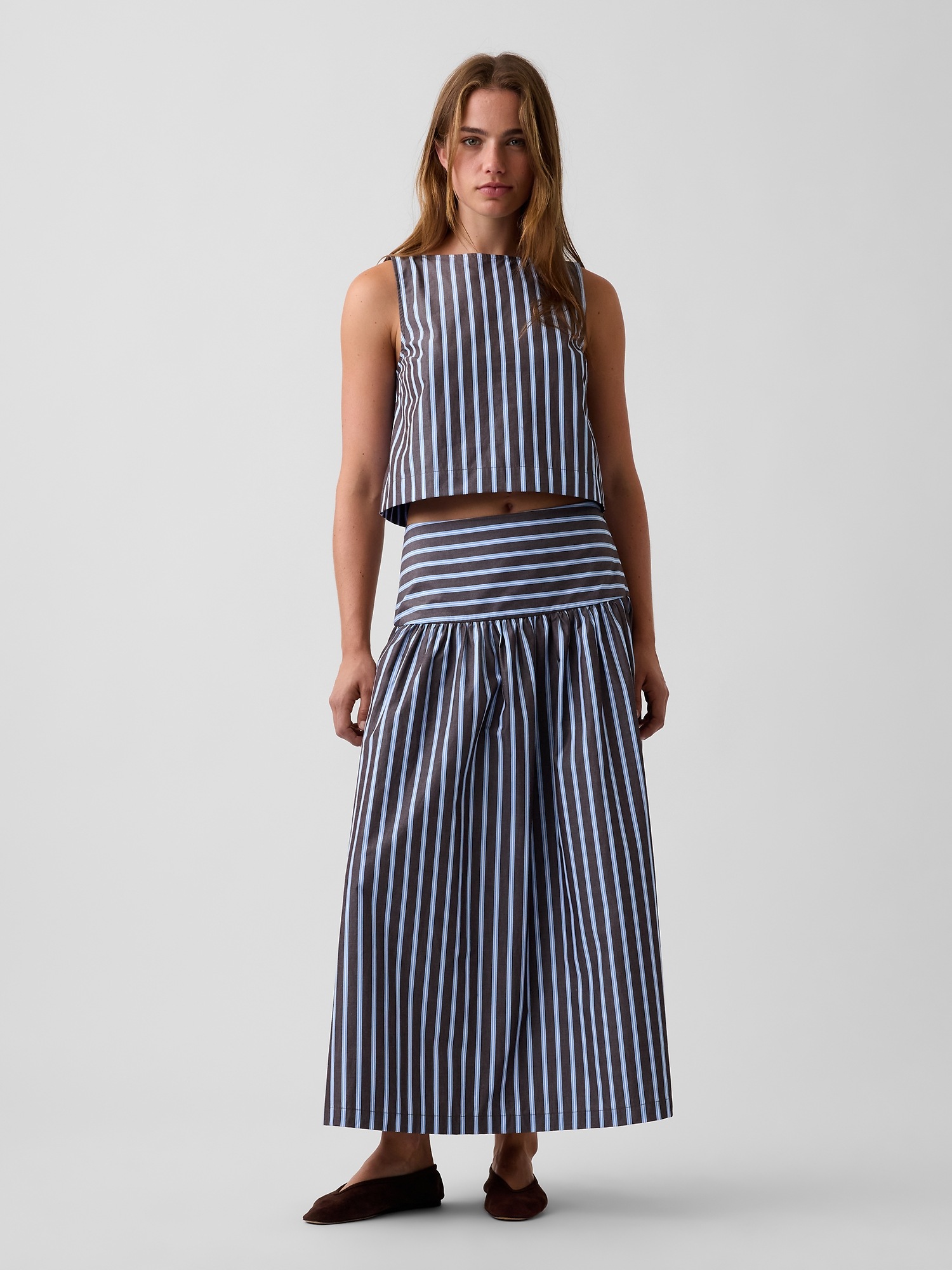 Женские юбки Gap Poplin Drop-Waist Maxi Skirt