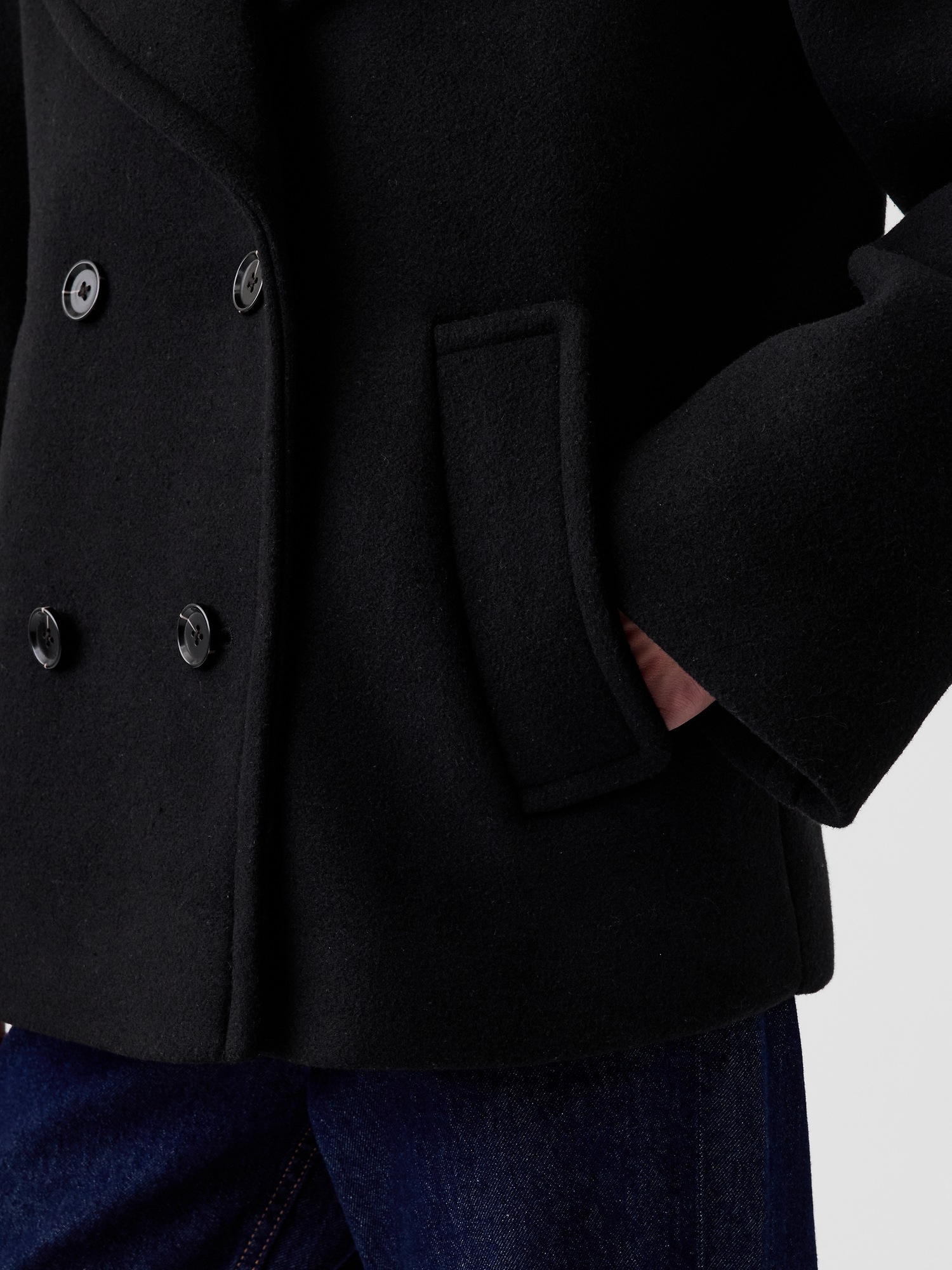 Женское пальто Gap Wool-Blend Peacoat, цвет: Чёрный — фото 5