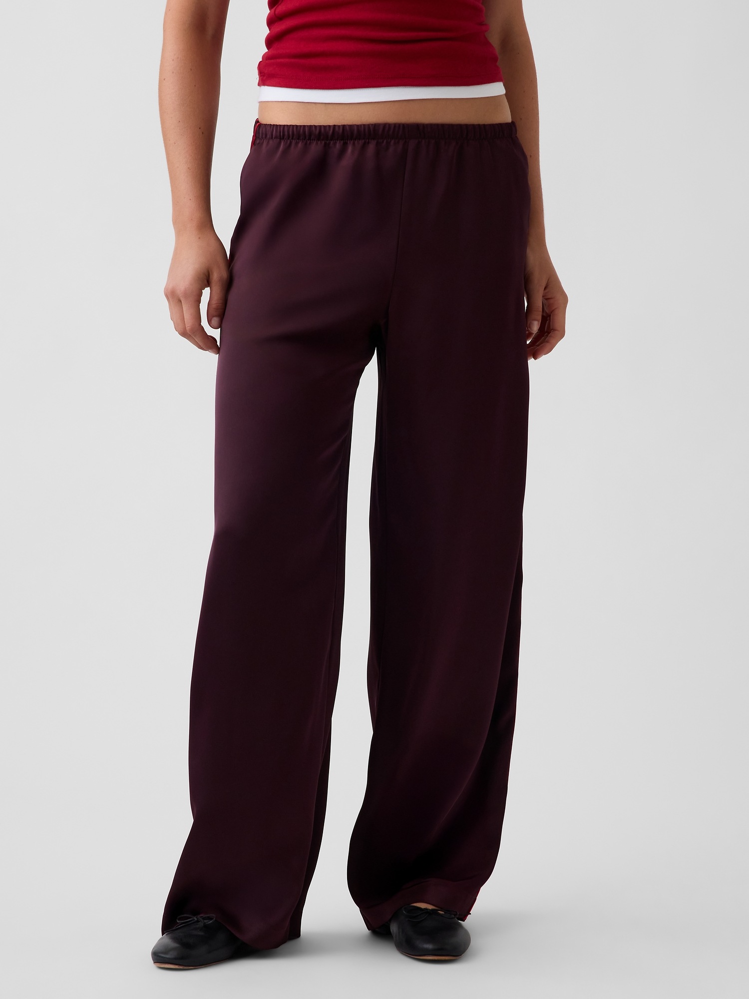 Женские брюки Gap Satin Easy Wide-Leg, цвет: Берёзовый коричневый — фото 2