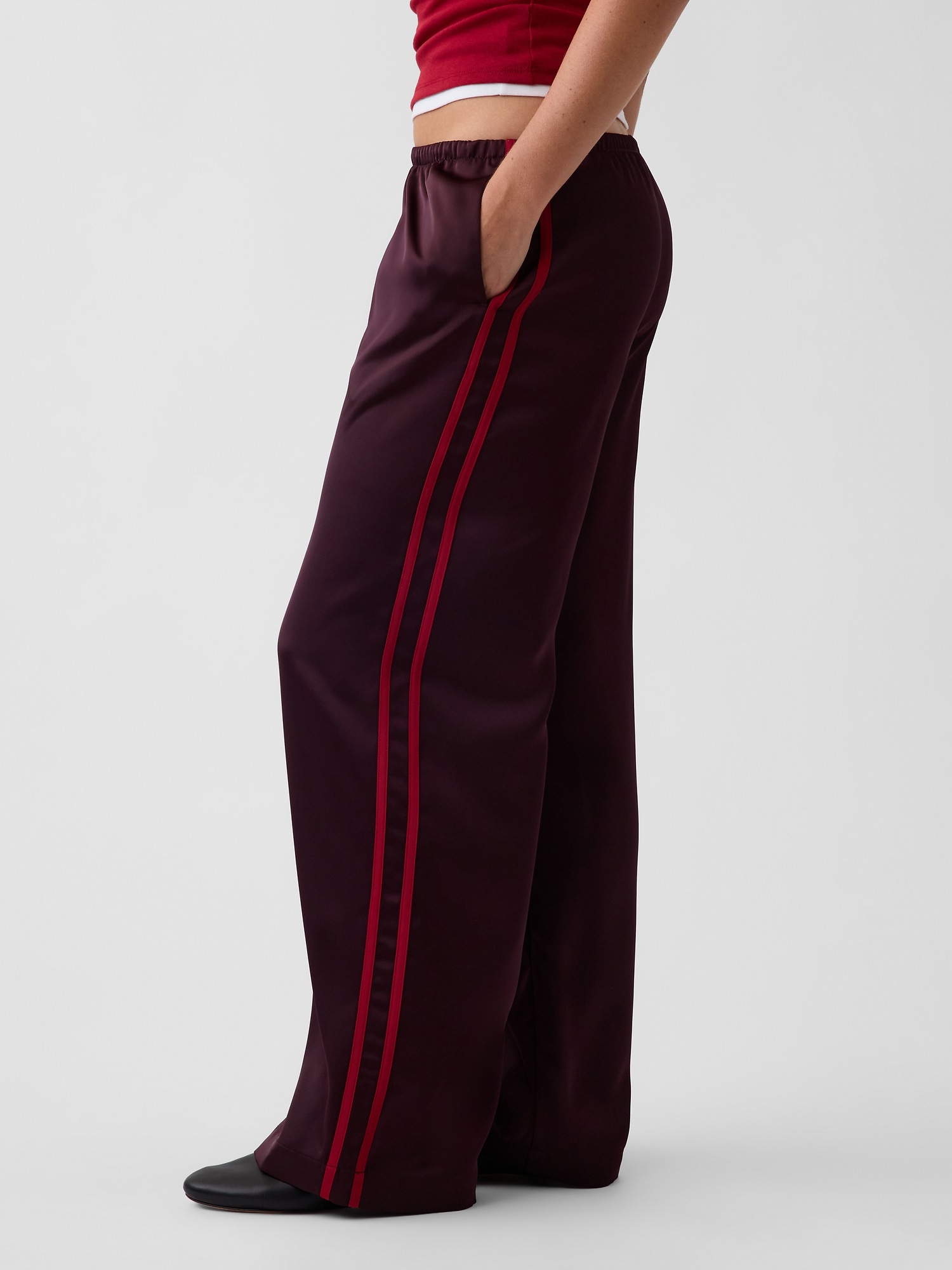 Женские брюки Gap Satin Easy Wide-Leg, цвет: Берёзовый коричневый — фото 3