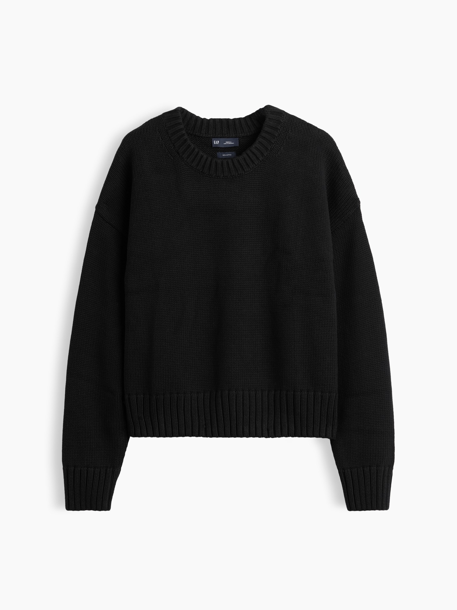 Женский свитер Gap 100% Cotton Oversized Crop Sweater, цвет: Чёрный — фото 5
