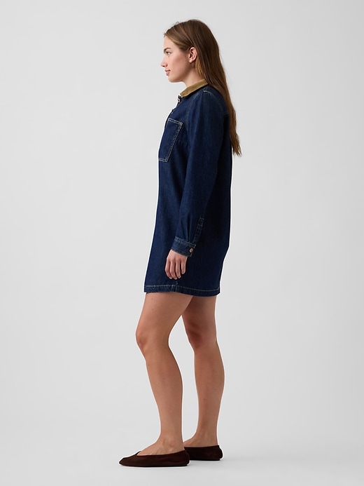 Women's Denim Mini Shift Dress by Gap Dark Wash Petite Size M