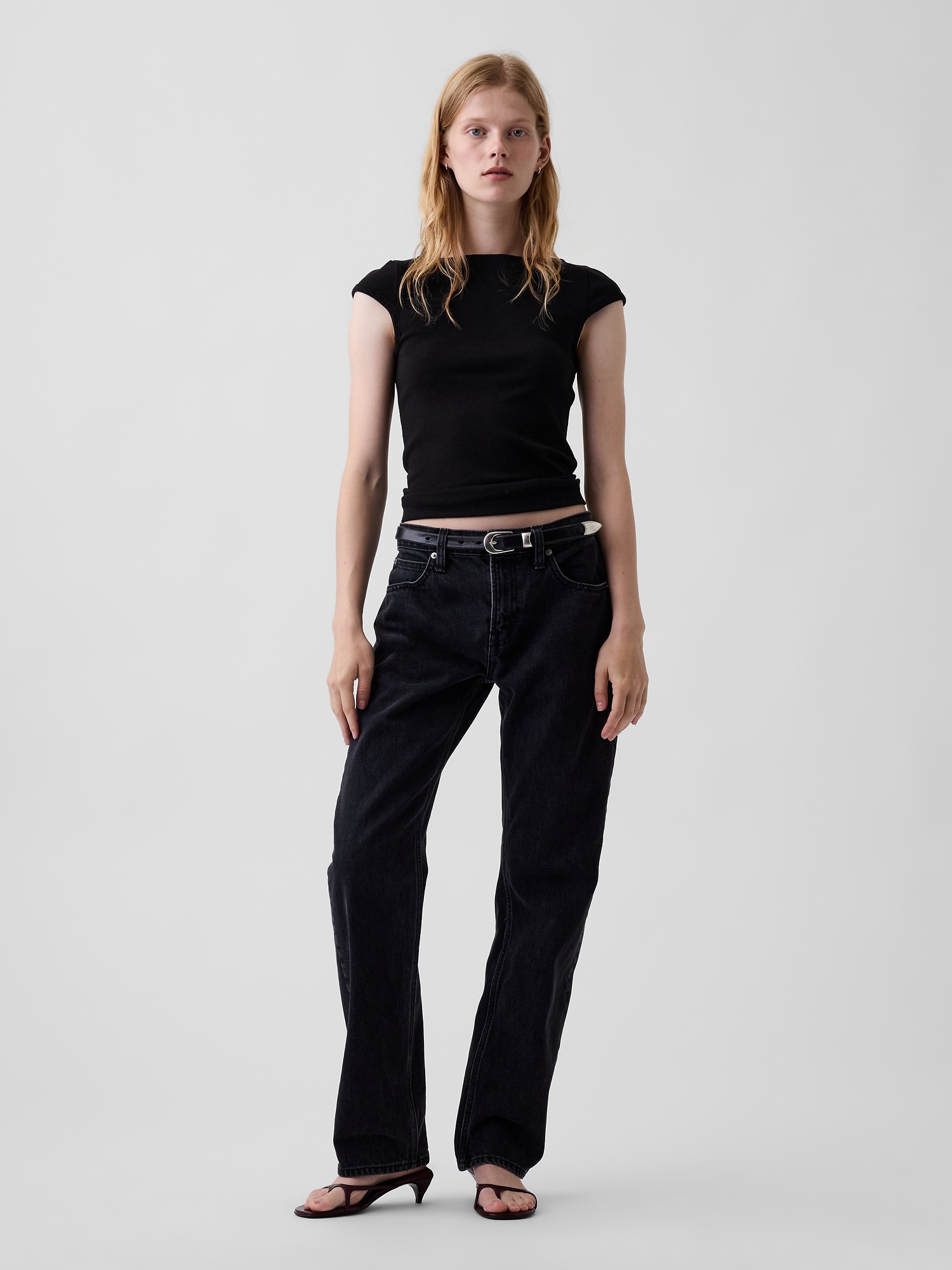 Женская футболка Gap Modern Boatneck, цвет: Чёрный — фото 2