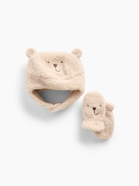 Baby Sherpa Brannan Bear Hat & Mittens Set