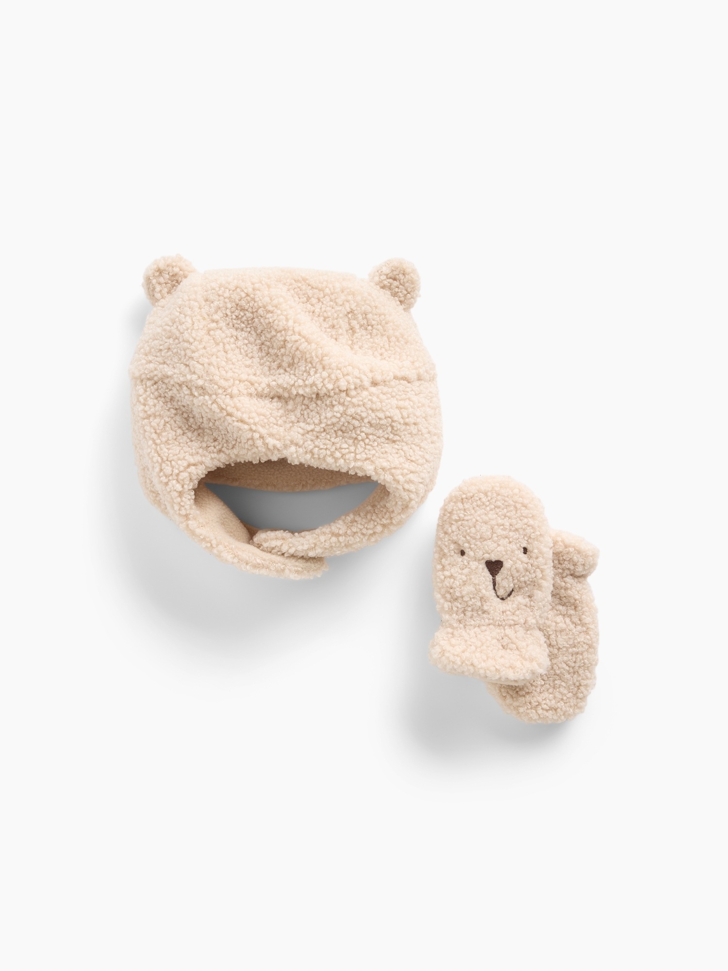 Комплект для малышей Gap Brannan Bear: шапка и варежки из шерпы, цвет: Bedrock — фото 2