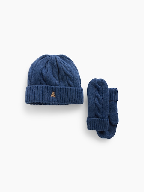 Baby & Toddler Cable-Knit Beanie & Mittens Set