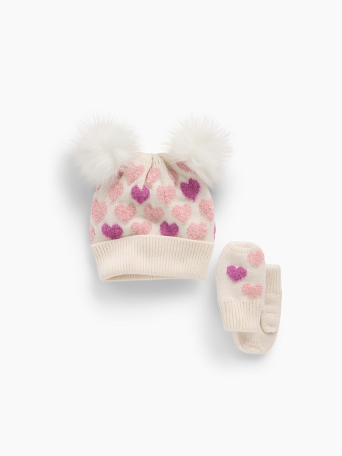 Baby & Toddler Pom Beanie & Mittens Set
