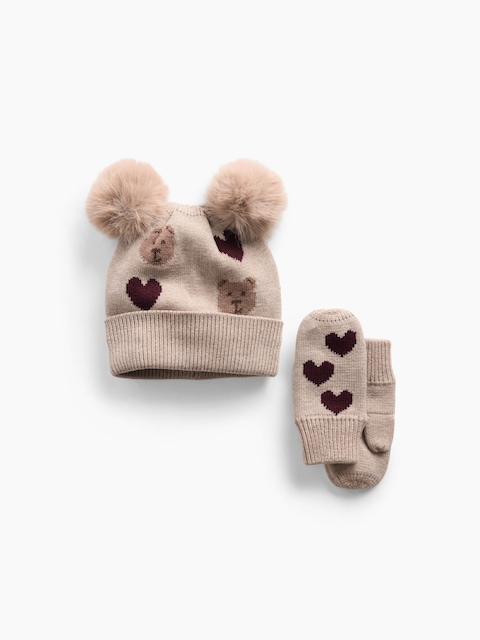 Baby & Toddler Pom Beanie & Mittens Set