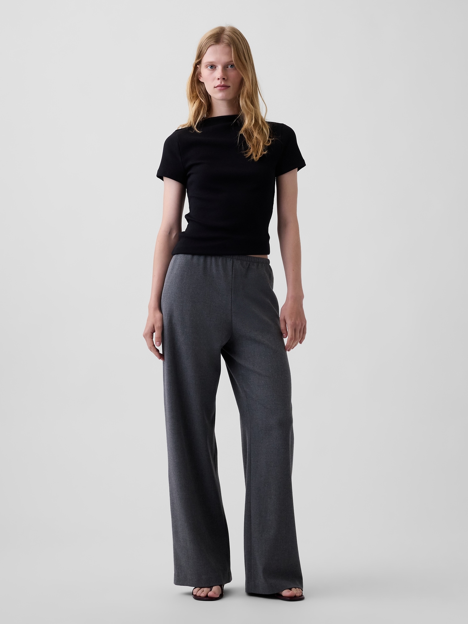 Gap Easy Wide-leg Pants In Dark Grey