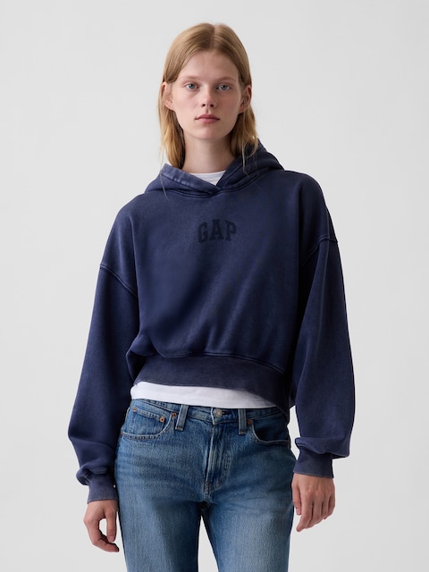 VintageSoft Crop Logo Hoodie