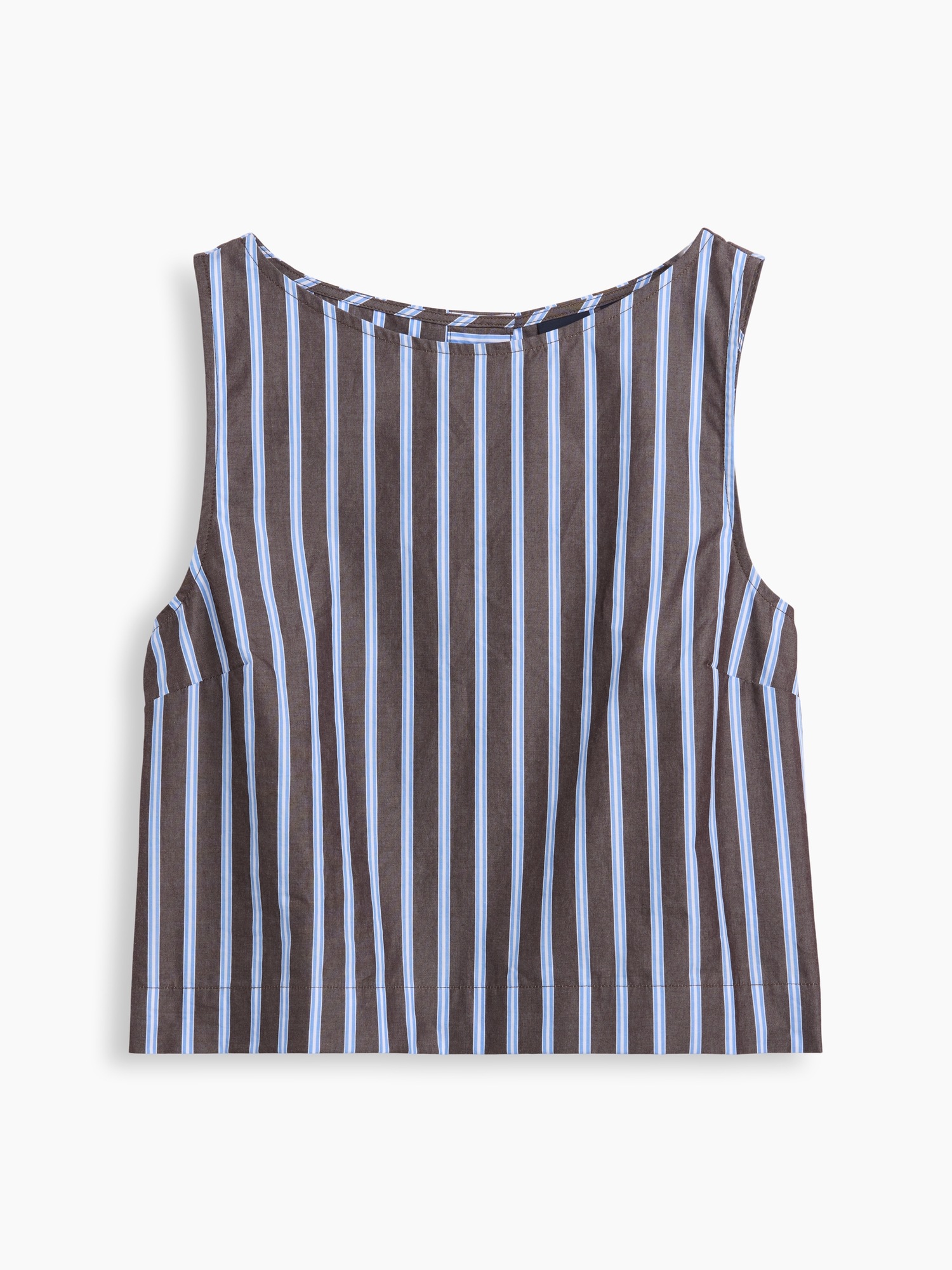 Женский топ Gap Poplin Boatneck Shell Tank Top, цвет: Синий / Коричневый — фото 6