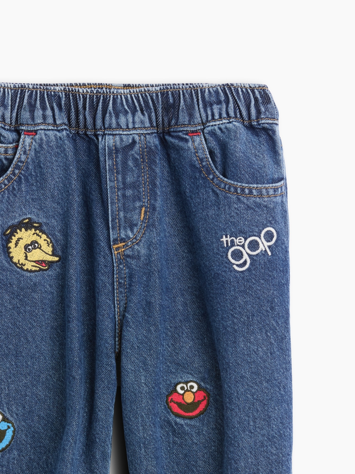 Джинсы Gap Sesame Street Pull-On Barrel Jeans для малышей, цвет: Средняя варка — фото 4