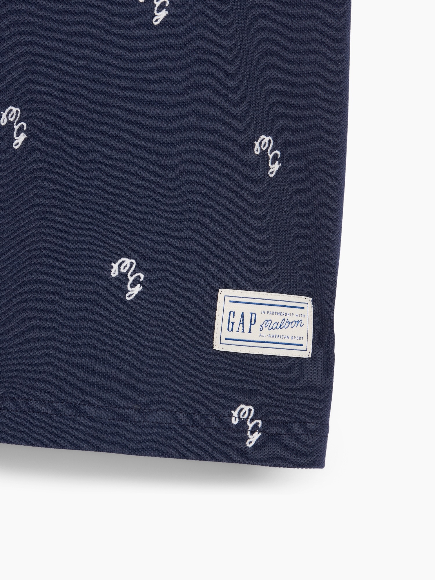 Женское поло Gap × Malbon Relaxed Logo Polo Shirt, цвет: Винтажный тёмно-синий — фото 6
