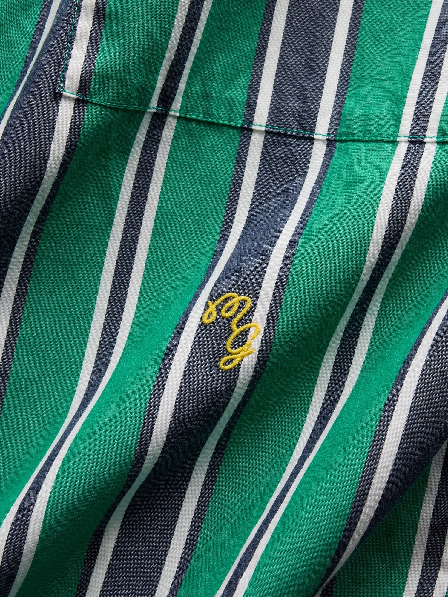 Женская рубашка Gap × Malbon Poplin Stripe, цвет: Зелёный полосатый — фото 5