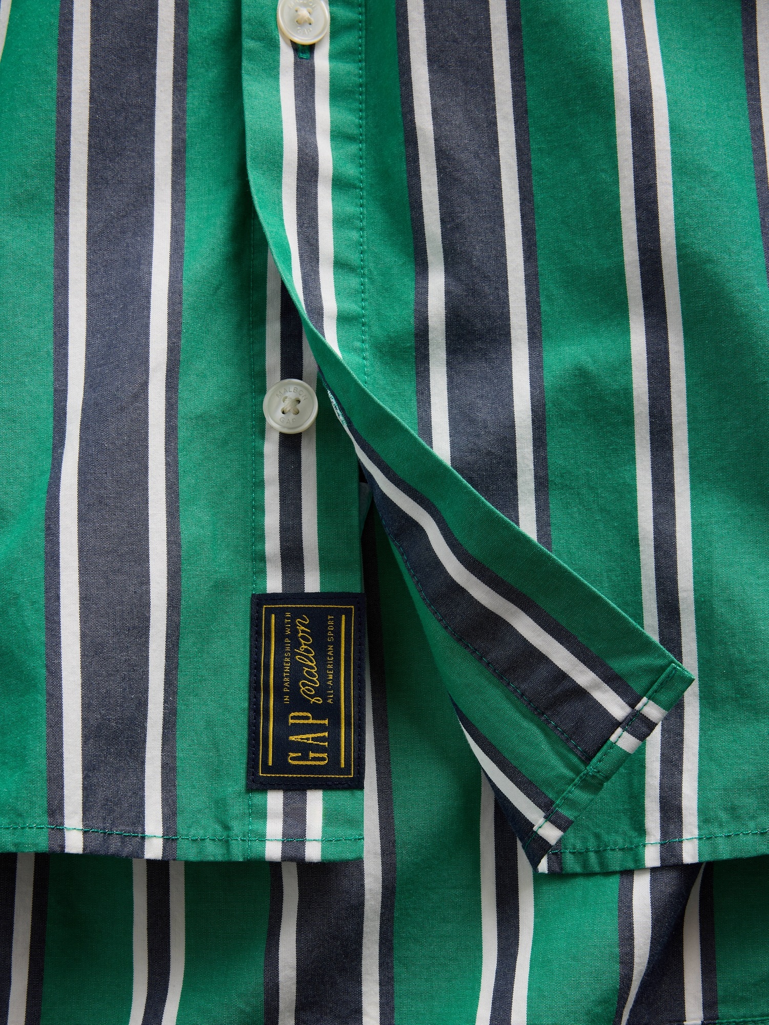 Женская рубашка Gap × Malbon Poplin Stripe, цвет: Зелёный полосатый — фото 6
