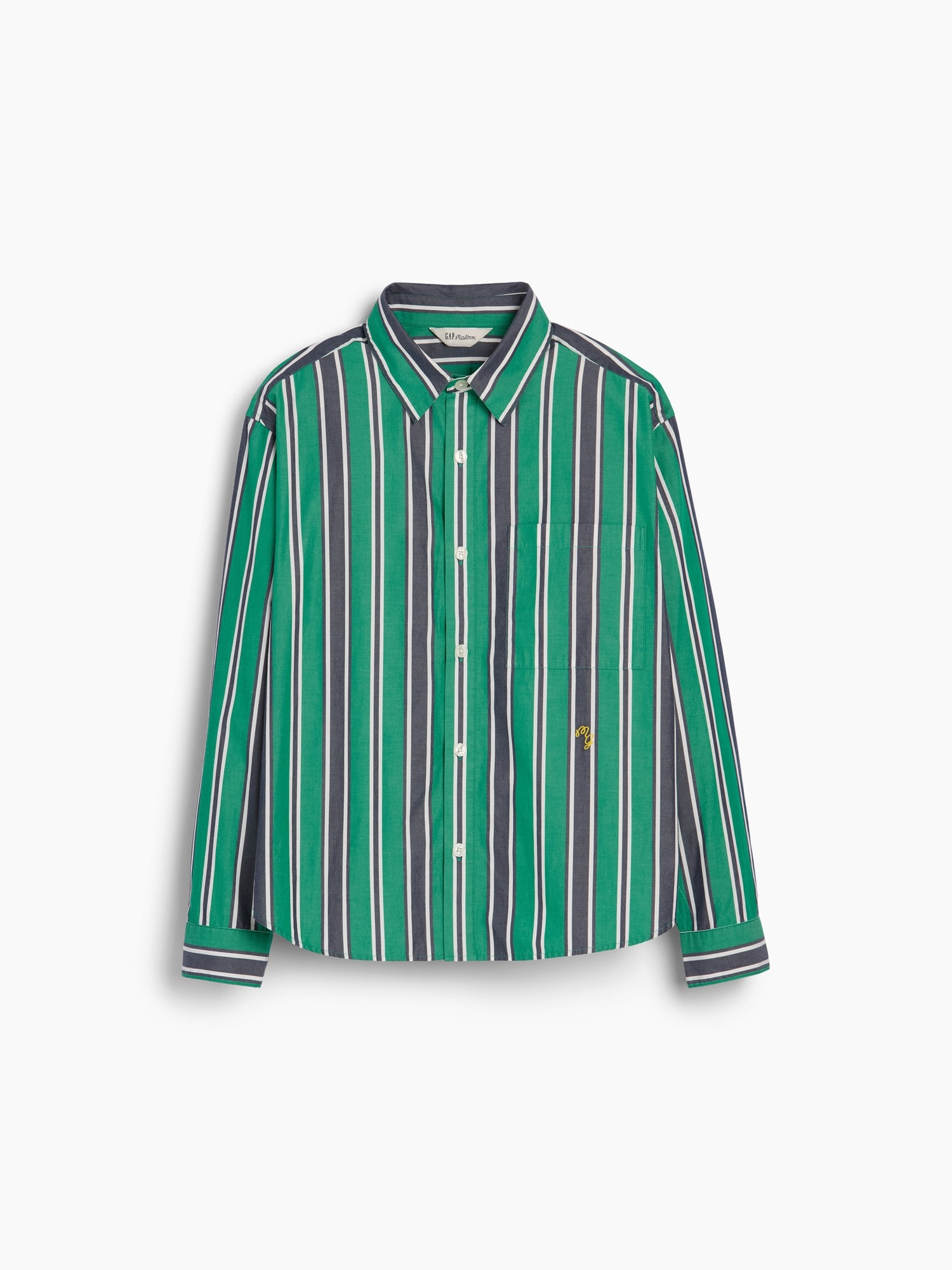 Женская рубашка Gap × Malbon Poplin Stripe, цвет: Зелёный полосатый — фото 7