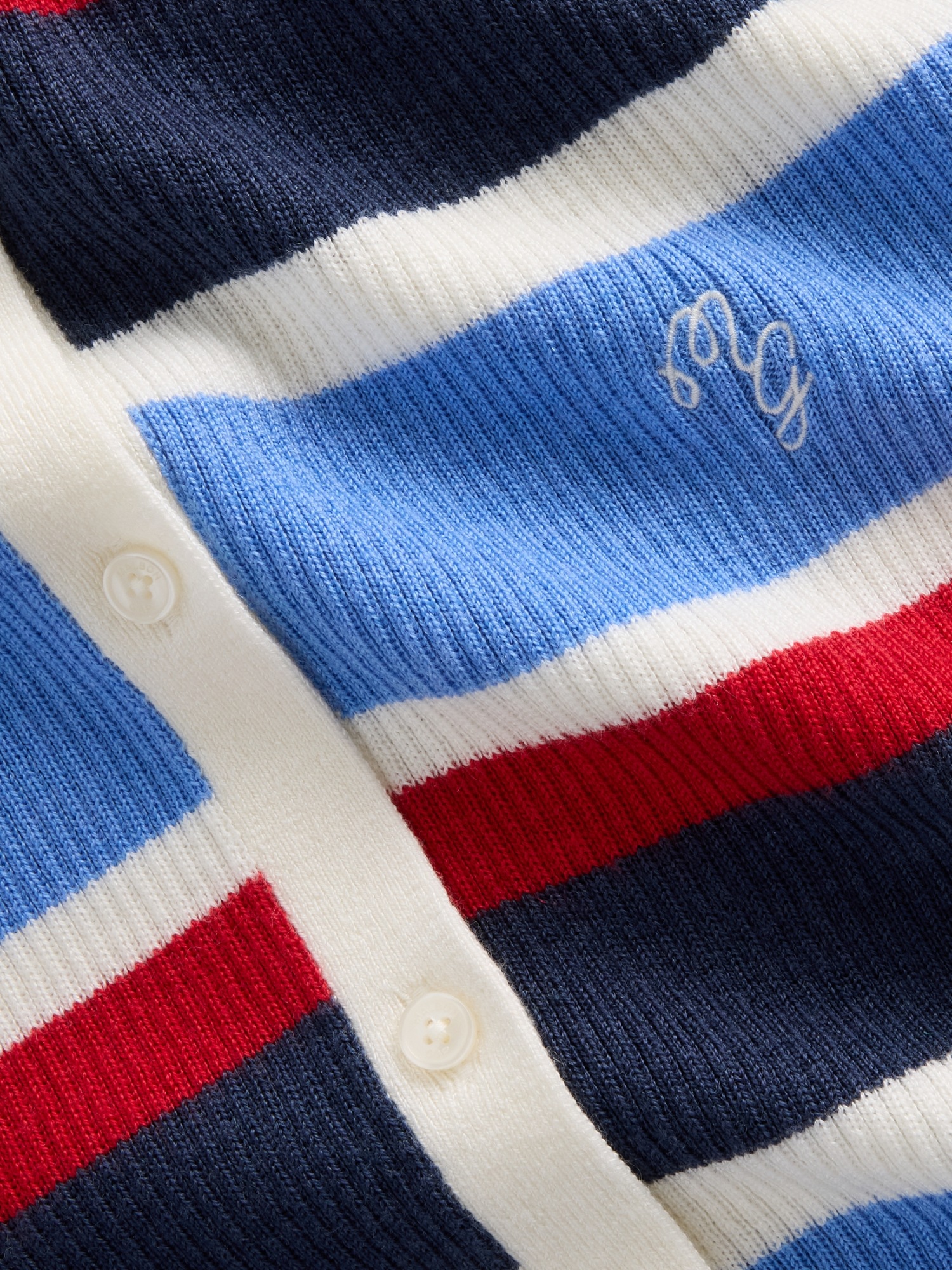 Женский кардиган Gap × Malbon Stripe Polo Cardigan, цвет: Тёмно-синий полосатый — фото 4